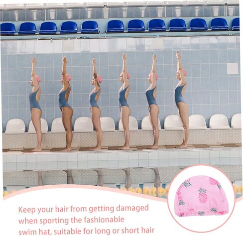 Youth Swim Cap 2pcs Swimming Cap Baby Accessories Girl Accessories Kids Accessories for Girls Bathing Head Cover Bathing Cap Unicorn Swim Hat Fabric Pink Shower Hat for Kids in Saudi Arabia
