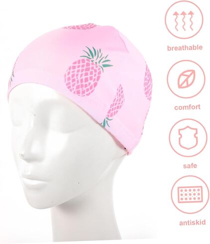 Youth Swim Cap 2pcs Swimming Cap Baby Accessories Girl Accessories Kids Accessories for Girls Bathing Head Cover Bathing Cap Unicorn Swim Hat Fabric Pink Shower Hat for Kids in Saudi Arabia