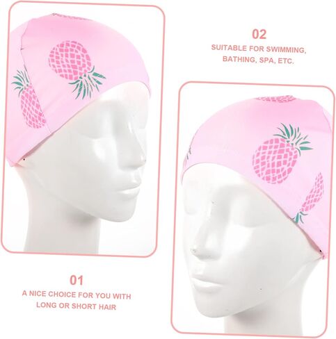 Youth Swim Cap 2pcs Swimming Cap Baby Accessories Girl Accessories Kids Accessories for Girls Bathing Head Cover Bathing Cap Unicorn Swim Hat Fabric Pink Shower Hat for Kids in Saudi Arabia