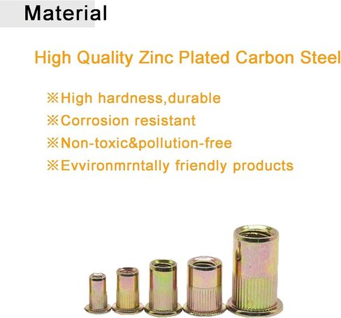 WAFJAMF 150 قطعة #8-32، #10-24، 1/4"-20، 5/16"-18,3/8"-16 مجموعة متنوعة من صواميل البرشام المترية من الفولاذ الكربوني المسطح برأس ملولب متنوعة in Kuwait