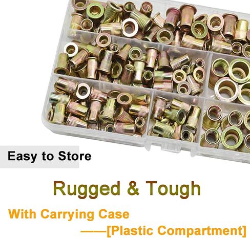 WAFJAMF 150 قطعة #8-32، #10-24، 1/4"-20، 5/16"-18,3/8"-16 مجموعة متنوعة من صواميل البرشام المترية من الفولاذ الكربوني المسطح برأس ملولب متنوعة in Kuwait