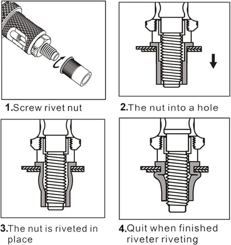 WAFJAMF 150 قطعة #8-32، #10-24، 1/4"-20، 5/16"-18,3/8"-16 مجموعة متنوعة من صواميل البرشام المترية من الفولاذ الكربوني المسطح برأس ملولب متنوعة in Kuwait