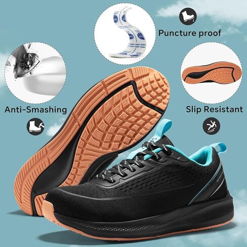 SPIEZ Composite Toe Safety Shoes - Lightweight Breathable Work Shoes for Men, Fashion Sneakers Industrial Work Shoes for Construction Black US7.5-12 in Saudi Arabia