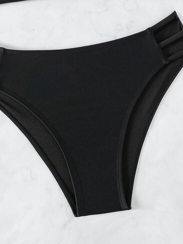 Cheeky Back Cross Bikini Sets for Women with Sexy High Waisted High Cut Side Straps Bottom in Kuwait