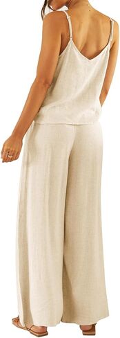 Imily Bela Womens 2 Piece Outfit Set Spaghetti Strap V Neck Cami Top with Wide Leg Pants Casual Pajama Sets in Saudi Arabia