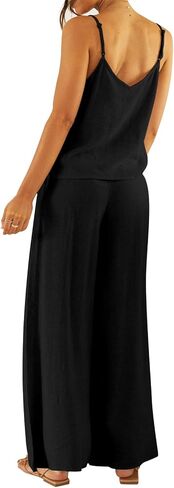 Imily Bela Womens 2 Piece Outfit Set Spaghetti Strap V Neck Cami Top with Wide Leg Pants Casual Pajama Sets in Saudi Arabia