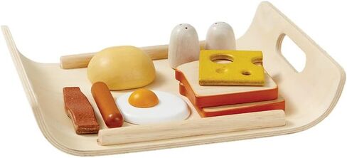 PlanToys Wooden Breakfast Menu Pretend Play Food Set (3415) | Sustainably Made from Rubberwood and Non-Toxic Paints and Dyes in Saudi Arabia
