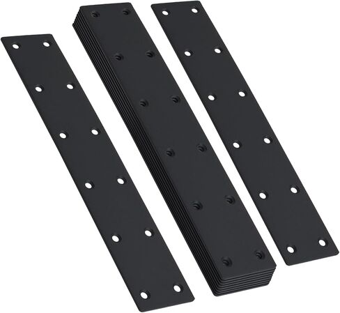 10-7/8"Long Black Flat Mending Plate with 12 Counter Sunk Screw Holes, 1.97" Wide, Stainless Steel Joint Straight Bracket Braces Straps Repairing Fixing Connector for Supporting Backing (10 Pack) in Saudi Arabia