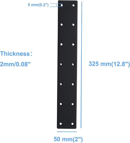 10-7/8"Long Black Flat Mending Plate with 12 Counter Sunk Screw Holes, 1.97" Wide, Stainless Steel Joint Straight Bracket Braces Straps Repairing Fixing Connector for Supporting Backing (10 Pack) in Saudi Arabia