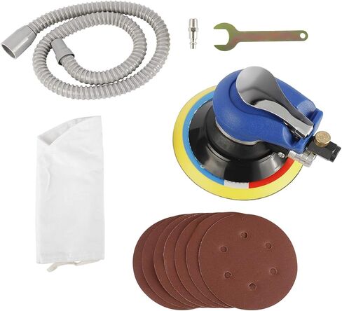 ماكينة سنفرة مدارية عشوائية الهواء مقاس 6 بوصات مزودة بكيس غبار، ماكينة سنفرة النخيل الهوائية بسرعة 10000 دورة في الدقيقة مع 7 قطع من ورق الصنفرة 240# in Kuwait