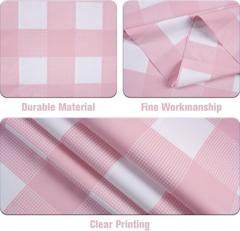 Kesfey 3 Packs Pink Gingham Tablecloth Pink and White Checkered Tablecloths 54 x 108 Inches Disposable Plastic Gingham Tablecovers Waterproof Rectangle Picnic Table Covers for Birthday Party Supplies in Saudi Arabia
