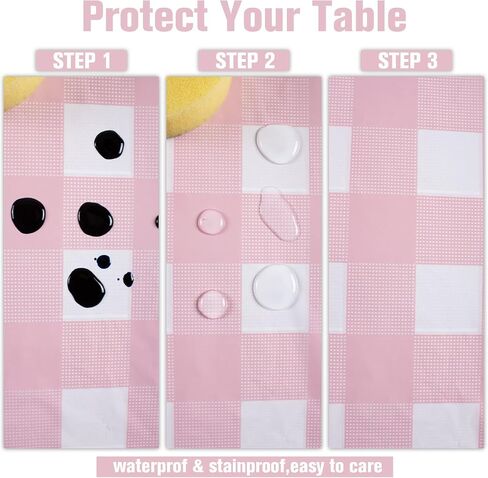 Kesfey 3 Packs Pink Gingham Tablecloth Pink and White Checkered Tablecloths 54 x 108 Inches Disposable Plastic Gingham Tablecovers Waterproof Rectangle Picnic Table Covers for Birthday Party Supplies in Saudi Arabia
