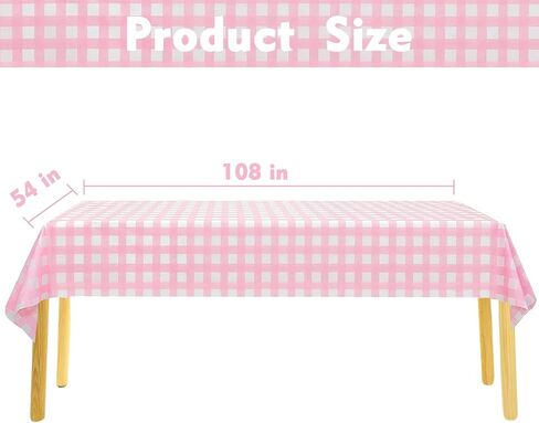 Kesfey 3 Packs Pink Gingham Tablecloth Pink and White Checkered Tablecloths 54 x 108 Inches Disposable Plastic Gingham Tablecovers Waterproof Rectangle Picnic Table Covers for Birthday Party Supplies in Saudi Arabia