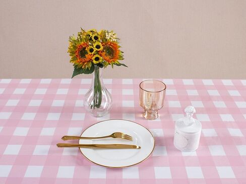 Kesfey 3 Packs Pink Gingham Tablecloth Pink and White Checkered Tablecloths 54 x 108 Inches Disposable Plastic Gingham Tablecovers Waterproof Rectangle Picnic Table Covers for Birthday Party Supplies in Saudi Arabia