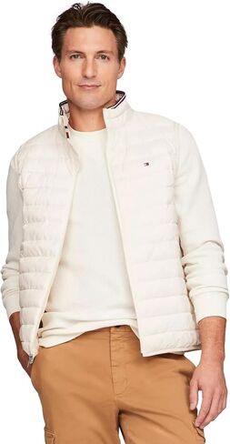 Tommy Hilfiger Men's Ultra Soft Lightweight Quilted Puffer Packable Vest, FeatherWhite, S in Saudi Arabia