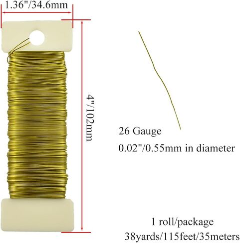 22Gauge Green Floral Wire 38Yards 115Feet Flexible Paddle Wire Metal Floral Wire Garden Wire Bindable Wire Floral for Crafts Christmas Wreaths Tree Floral Flower Arrangements Bouquet Wrapping in Saudi Arabia