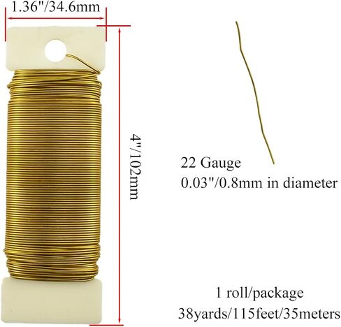 22Gauge Green Floral Wire 38Yards 115Feet Flexible Paddle Wire Metal Floral Wire Garden Wire Bindable Wire Floral for Crafts Christmas Wreaths Tree Floral Flower Arrangements Bouquet Wrapping in Saudi Arabia