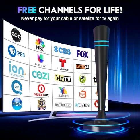 هوائي تلفزيون رقمي عالي الدقة 2024 داخلي وخارجي للتلفزيون الذكي، هوائي تلفزيون للقنوات المحلية، معزز إشارة الاستقبال 360 درجة، يدعم عصا تلفزيون Fire 4K 1080p وجميع أجهزة التلفزيون - كابل Coax HDTV بطول 16 قدم in Kuwait