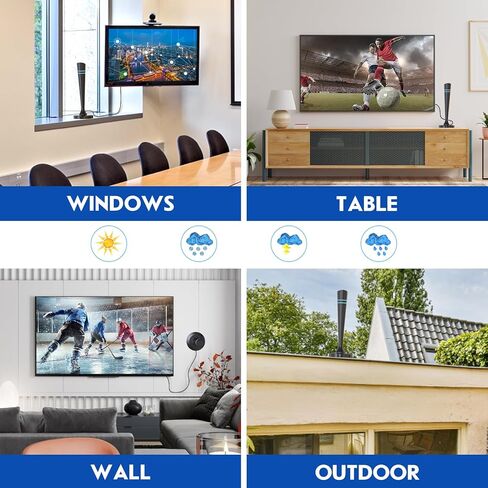 هوائي تلفزيون رقمي عالي الدقة 2024 داخلي وخارجي للتلفزيون الذكي، هوائي تلفزيون للقنوات المحلية، معزز إشارة الاستقبال 360 درجة، يدعم عصا تلفزيون Fire 4K 1080p وجميع أجهزة التلفزيون - كابل Coax HDTV بطول 16 قدم in Kuwait