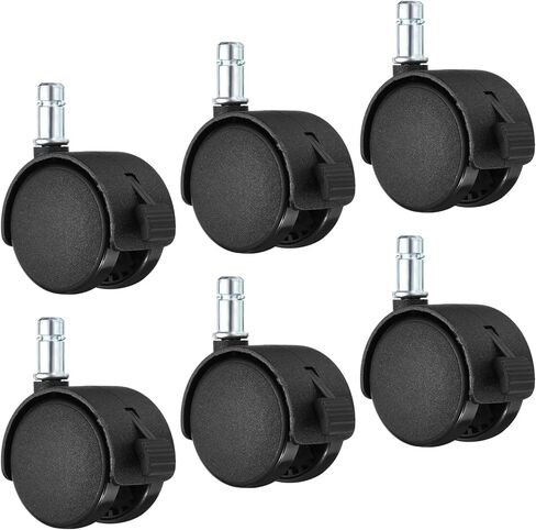 PATIKIL 2 Inch Swivel Casters, 6 Pack Nylon 360 Degree Universal Circlip Swivel Stem Wheels with Brake for Chair Furniture Replacement, Black in Kuwait