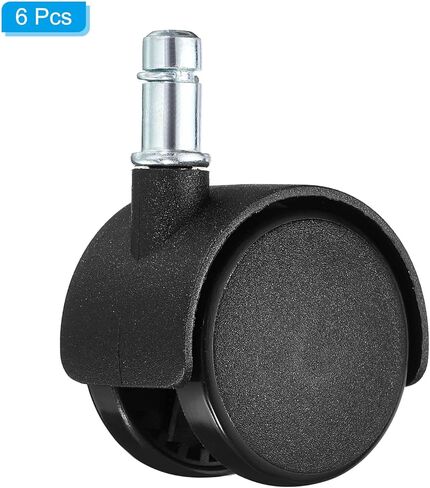 PATIKIL 2 Inch Swivel Casters, 6 Pack Nylon 360 Degree Universal Circlip Swivel Stem Wheels with Brake for Chair Furniture Replacement, Black in Kuwait