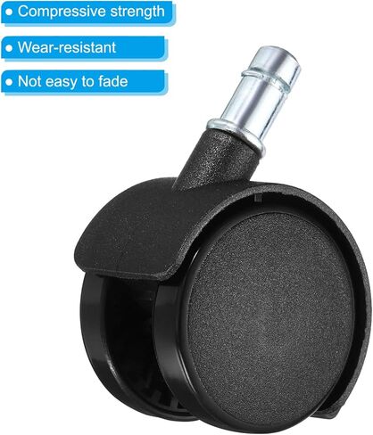 PATIKIL 2 Inch Swivel Casters, 6 Pack Nylon 360 Degree Universal Circlip Swivel Stem Wheels with Brake for Chair Furniture Replacement, Black in Kuwait