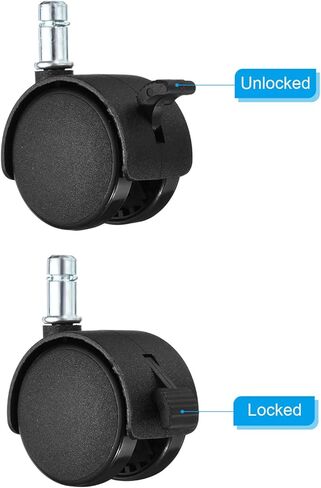PATIKIL 2 Inch Swivel Casters, 6 Pack Nylon 360 Degree Universal Circlip Swivel Stem Wheels with Brake for Chair Furniture Replacement, Black in Kuwait