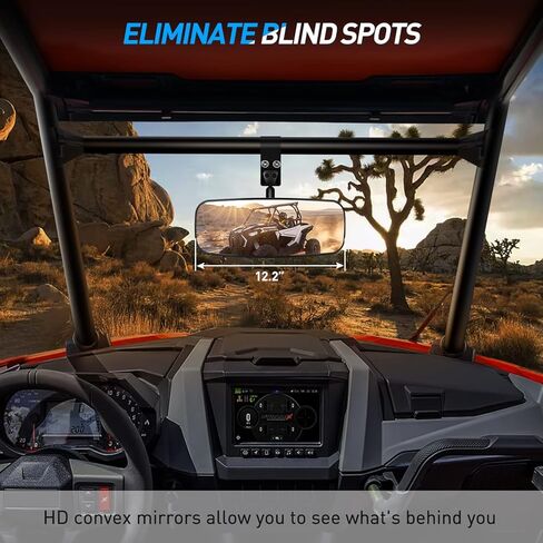 مرآة الرؤية الخلفية Frokom UTV، مرآة الرؤية الخلفية المركزية RZR لقفص قضيب لف مقاس 1.75 بوصة - 2 بوصة يناسب Polaris RZR 1000 XP Turbo PRO XP R Talon Pioneer 1000 YXZ 1000 Teryx Kawasaki Mule، محدب وقابل للتعديل in Kuwait