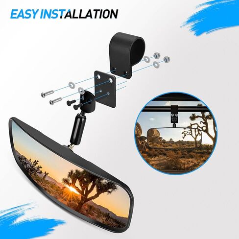 مرآة الرؤية الخلفية Frokom UTV، مرآة الرؤية الخلفية المركزية RZR لقفص قضيب لف مقاس 1.75 بوصة - 2 بوصة يناسب Polaris RZR 1000 XP Turbo PRO XP R Talon Pioneer 1000 YXZ 1000 Teryx Kawasaki Mule، محدب وقابل للتعديل in Kuwait