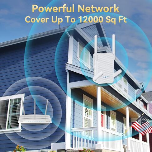 10X Faster WiFi 6 Extender Signal Booster, 3Gb/s Internet Booster Up to 12000Sq.ft and 256+ Devices for Home, Wireless Repeater w/Gigabit Ethernet Port, 1-Tap Setup (5GHz / 2.4GHz), Access Point in Kuwait