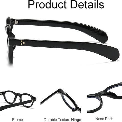 NIDOVIX Round Blue Light Glasses for Men Women Retro Trendy Thick Frame Non Prescription Glasses Computer Eyeglasses in Saudi Arabia