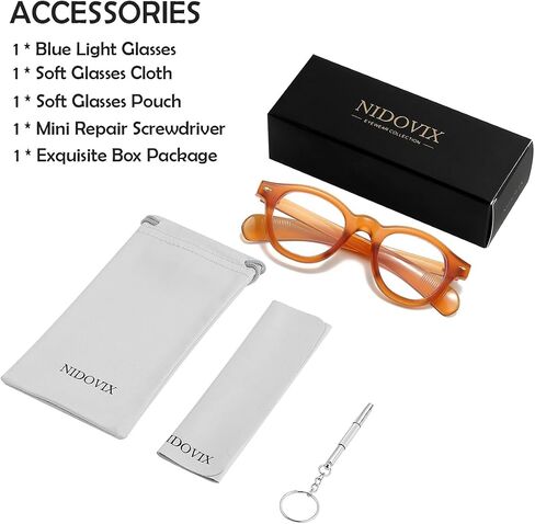 NIDOVIX Round Blue Light Glasses for Men Women Retro Trendy Thick Frame Non Prescription Glasses Computer Eyeglasses in Saudi Arabia