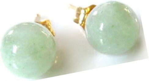 6mm Nephrite Jade Natural Green Genuine British Columbia Gemstone Round Sphere Ball Small Stud Earrings - Handmade March Birthday Birthstone Gift - 14K Gold Filled Posts in Saudi Arabia