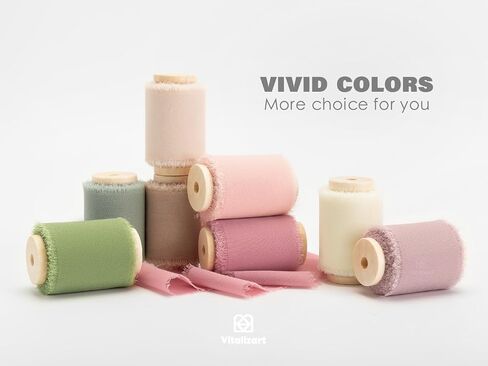Vitalizart 3 Rolls Handmade Fringe Chiffon Silk Ribbon 2" x 15Yd Brown Ribbons Set for Gift Wrapping Wedding Invitations Bridal Shower Bouquets in Saudi Arabia