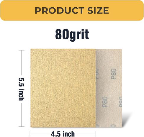 S SATC 1/4 Sheet Size Gold Sandpaper 100PCS Hoop and Loop Sandpaper 5.5" x 4.5" Sanding Sheets for Palm Sander 220 Grit Sandpaper Sheets for Wood Woodworking and Automotive in Kuwait