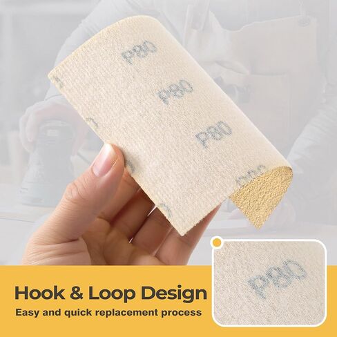 S SATC 1/4 Sheet Size Gold Sandpaper 100PCS Hoop and Loop Sandpaper 5.5" x 4.5" Sanding Sheets for Palm Sander 220 Grit Sandpaper Sheets for Wood Woodworking and Automotive in Kuwait