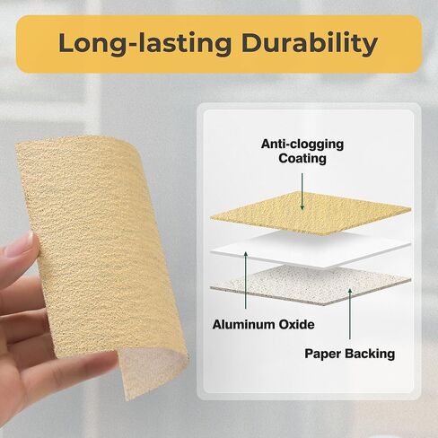 S SATC 1/4 Sheet Size Gold Sandpaper 100PCS Hoop and Loop Sandpaper 5.5" x 4.5" Sanding Sheets for Palm Sander 220 Grit Sandpaper Sheets for Wood Woodworking and Automotive in Kuwait