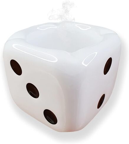 Ashtrays for Cigarettes Dice Ash Tray - Premium Ceramic Retro Cool Ashtrays Gifts for Smokers Home Ashtrays for Indoor Outdoor Patio Desktop Decor Unique Fancy Ashtray Cute Ashtray Black in Saudi Arabia
