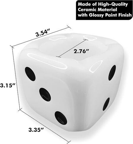 Ashtrays for Cigarettes Dice Ash Tray - Premium Ceramic Retro Cool Ashtrays Gifts for Smokers Home Ashtrays for Indoor Outdoor Patio Desktop Decor Unique Fancy Ashtray Cute Ashtray Black in Saudi Arabia