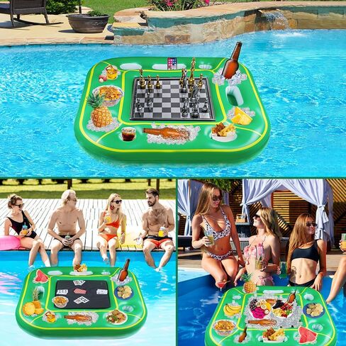 طاولة ألعاب حمام السباحة العائمة من ديجي للبالغين مع رغوة متينة، ملحقات حمام السباحة، صينية حوض استحمام ساخن، حامل مشروبات طعام قابل للنفخ، حاويات تبريد لحفلات الصيف، حمام سباحة داخلي وخارجي على الشاطئ in Kuwait
