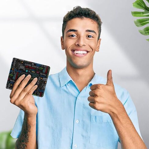 Gaming Teen Boys Wallet - Cool Wallet for Boys Video Game Design Slim Leather Bi-Fold Wallets with Coin Pocket Credit ID Card Cash Holder ID Window Black Purse Wallets for Boy Teens Youth Men Teenager in Saudi Arabia
