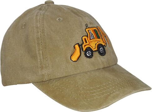 2PCS Excavator Toddler-Baseball-Hat - Embroidery Kids-Baseball-Cap Adjustable Dad-Hat for Boys Age 2-8 Cotton Toddler-Hat Khaki in Kuwait