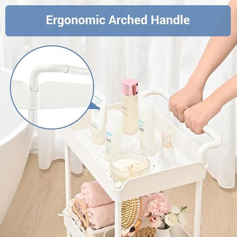 TOOLF 3 الطبقة المتداول عربة التخزين المنظم، عربة المرافق مع عجلات، عربة الحرفية المتداول، عربة الحضانة البيضاء المتداول لمنظم الطفل، عربات للمطبخ الحمام الغسيل النوم بجانب السرير in Kuwait