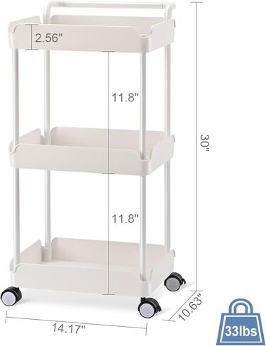 TOOLF 3 الطبقة المتداول عربة التخزين المنظم، عربة المرافق مع عجلات، عربة الحرفية المتداول، عربة الحضانة البيضاء المتداول لمنظم الطفل، عربات للمطبخ الحمام الغسيل النوم بجانب السرير in Kuwait