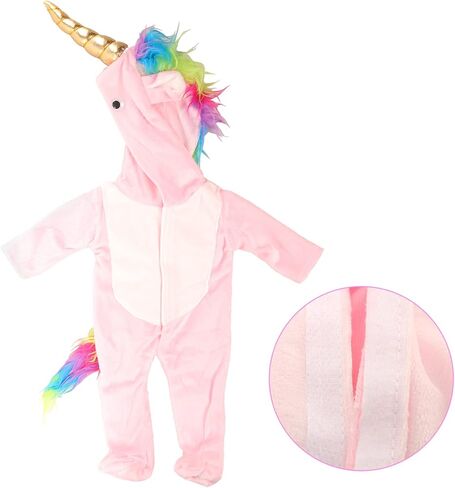 Miunana ملابس دمية الطفل اليدوية الزي غير الرسمي بذلة يونيكورن اليومية مع قبعة لمدة 14-16 بوصة بيتي ملابس دمية طفل مجموعة هدية عيد ميلاد فتاة in Kuwait