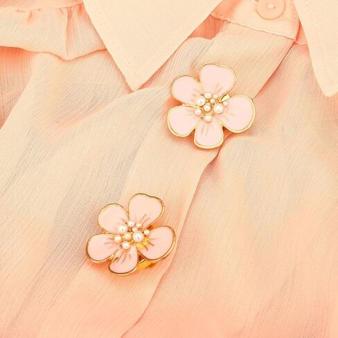 Button Covers for Women Men Shirt Cufflinks Peach Blossom Flower Detachable Button Copper Button Fashion Girl Gift Cute Buttons Jewelry Decorative Luxury DIY Clothing Buttons Cover (Pink) in Saudi Arabia