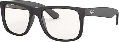 Ray-Ban RB4165F Justin Low Bridge Fit Rectangular Sunglasses, Rubber Black/Clear, 55 mm in Saudi Arabia