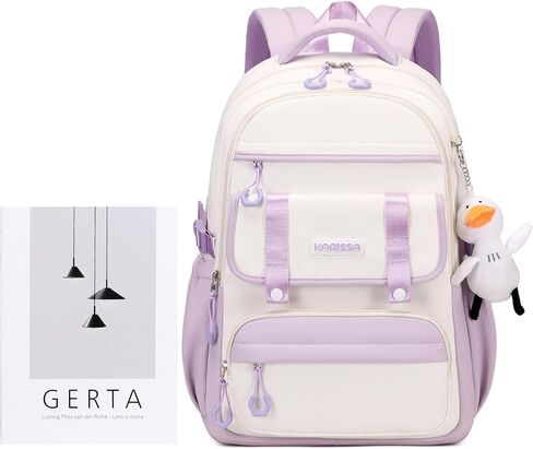 Girls Backpack for School Fashion Bookbag for Kids Teens 15.6 inch Laptop Daypack for Work Travel Pink 3pcs Set(with Duck Doll) in Saudi Arabia