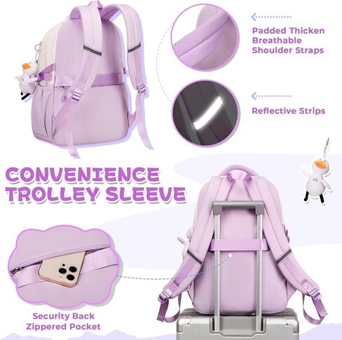 Girls Backpack for School Fashion Bookbag for Kids Teens 15.6 inch Laptop Daypack for Work Travel Pink 3pcs Set(with Duck Doll) in Saudi Arabia