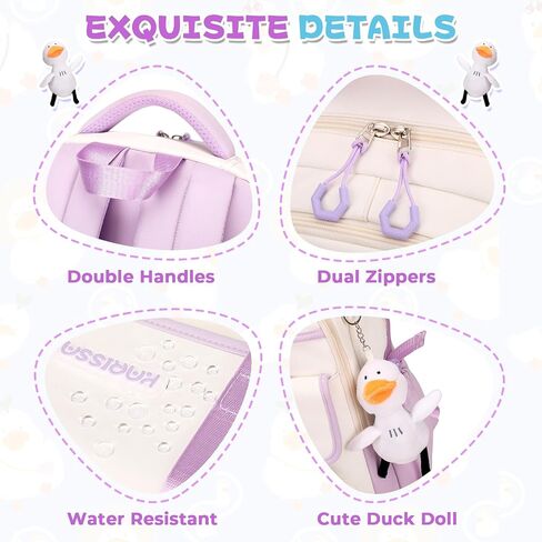 Girls Backpack for School Fashion Bookbag for Kids Teens 15.6 inch Laptop Daypack for Work Travel Pink 3pcs Set(with Duck Doll) in Saudi Arabia